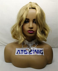 Short Wavy Blonde Synthetic Heat Resistant Wigs For Women Daily Wear