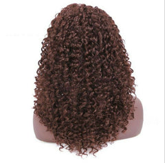 Water Wave Headband Wig Brazilian Curly Red Brown Remy Hair Wet and Wavy Wig