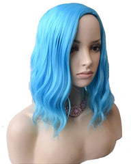 Synthetic Wave Hair Short Bob Wig for Cosplay Costume Party Light Blue Color