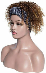 Afro Synthetic Wig Kinky Curly Drawstring African American Wig with Headband