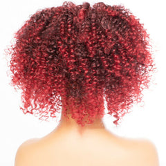 Short Afro Kinky Curly Synthetic Headband Wig Black Heat Safe Hair Wine Red Wig