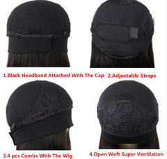 Women Straight Synthetic Headband Wig Black Short Bob Heat Safe Natural Looking