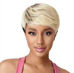 Short Black Blonde Straight Pixie Cut Wigs With Bang Synthetic Halloween Party