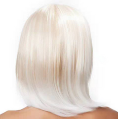Gold Blonde Shoulder Length Synthetic Bob With Bangs Wigs For Woman Party Daily