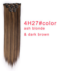 Clip In Synthetic Hair Extensions 6 Pieces 22inch Long Hairpiece Straight Hair