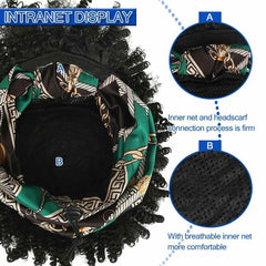 Fashion Headband Wig Short Black Afro Curly Wigs for Black Women Headscarf Wigs