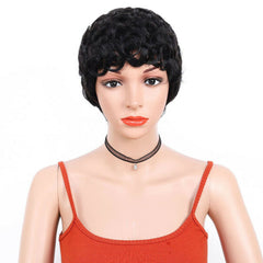 Affordable Brazilian Human Hair Wigs for Women Short Curly Wavy Pixie Hair Wig
