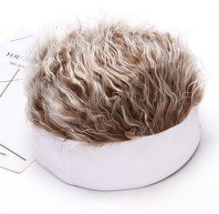 Men Women Adjustable Beanie Hat with Spiked Fake Hair Hiphop Short Wig Cap Funny