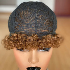 Pixie Cut Wig Short Curly Human Hair Wigs No Lace Heat Safe Brown For Woman Wigs