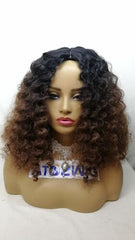 Sexy Women's Bob Wig Full Afro Kinky Curly Wigs Ombre Brown Wig Synthetic Party