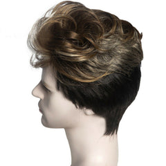 Short Wave Pixie Cut Wig Synthetic Cosplay Daily Wear For Men Wigs Brown Black