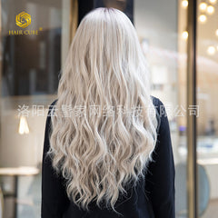 Long Beige Blonde Wig for Women Natural Synthetic Ombre Curly Hair