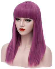 Long Purple Wigs for Kids Straight Cosplay Wig Anime Costume Party Wig
