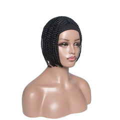 Short Black Synthetic Braided Wig Headband Wig Black Heat Safe Hair for Women