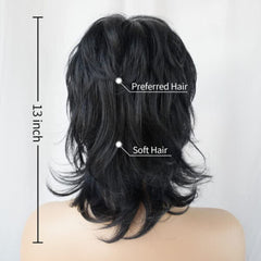 Short Black Wig Layered Pixie Cut Wig With Bangs Cosplay Fashion Party Wigs