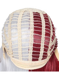 Straight Cosplay Wig Half Silver White Half Red Cosplay Wig for Halloween