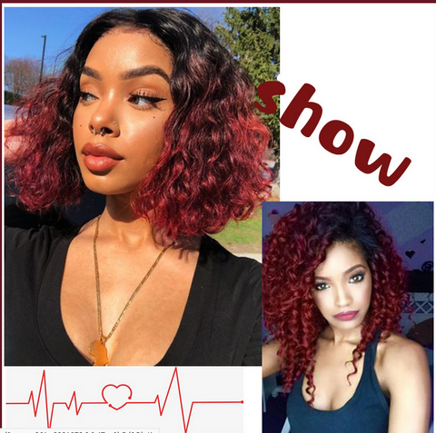 Short Curly Wavy Wig Ombre Red Synthetic Wigs Sexy Pop Cosplay Wigs Heat Resistant