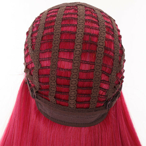 Fashion Long Straight Blonde Pink Bangs Wig Synthetic Glueless Daily Cosplay New