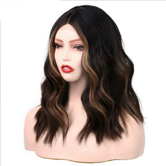 4*2 Lace Front Wigs Bob Wavy Black Brown Highlight Nautral line Synthetic Party Wigs