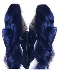 Remy Human Hair Straight 13x4 Lace Frontal Wig 10-24inch Dark Blue Color