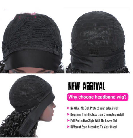 Ombre Pink Headband Wig Long Body Wave Synthetic Glueless Heat Safe Natural Wave