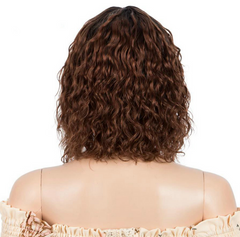 Short wig fashion short curly hair with bangs Medium Brown