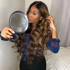 Blonde Body Wave 13x4 Highlight Ombre Brown Lace Front Synthetic 4/27 Wigs
