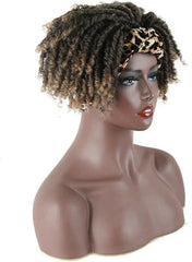 Afro Kinky Curly Wigs Short Black Dreadlocks Headband Wigs Leopard Headband