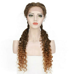 Hand Swiss Synthetic Lace Front Dutch Twins Braid Wig with Baby Hair Middle Part