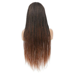 Headband Wig Box Braided Wigs for Black Women Micro Braids Fiber Brown Wig