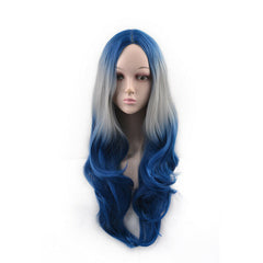 Long Wavy Body Wave Blue Gray Balayage Cosplay Anime Wigs for Fashion Women