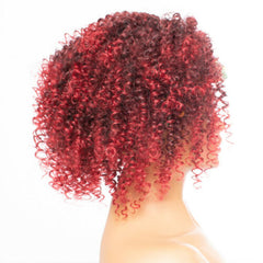 Short Afro Kinky Curly Synthetic Headband Wig Black Heat Safe Hair Wine Red Wig