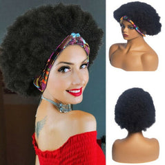 Afro Headband Wig for Black Women Synthetic Head Wrap Turban Wig Curly Full Hair
