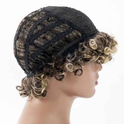 Short Mixed Blonde Afro Kinkly Curly Synthetic Wigs For Women African Hairstyles