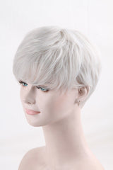 Cosplay Women Short pixie Cut Hair White Gray Silver Straight synthetic Wigs New