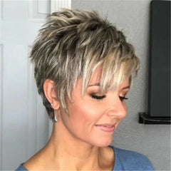 Pixie Cut Wig Short Pixie Haitcuts Short Grey Wig Pixie Cut Wig with Bangs Mixed