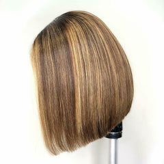 Sexy Brazilian Ombre Blonde Short Straight Bob Lace Front Wig Synthetic Glueless