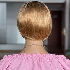 Details about  Brazilian short human hair bob wig for women none lace wig heat safe brown blond