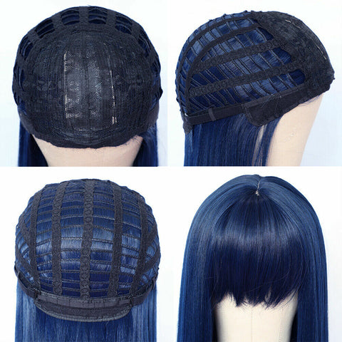 Long Straight Heat Resistant For Womens Wigs Full Bangs Synthetic No Lace Wigs