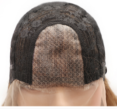Short Bobo Synthetic Wigs Honey Blonde Ombre Brown Middle Part Wig Glueless Heat