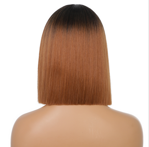 Ombre Bobo Straight Synthetic Hair Wigs Cosplay Party Soft Full Head Wig