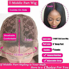 13x1 T Part Lace Front Wig Straight Blonde Brown Highlight Synthetic Hair Wigs