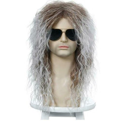 Pop Long Curly Wave Black Blonde Wig Synthetic Cosplay Xmas Gift for Men Women