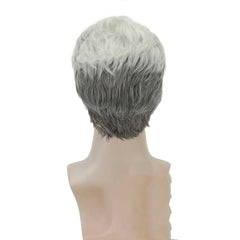 Gray White Cosplay Short Wigs for Men Costume Party Natural Curly Synthetic Wig