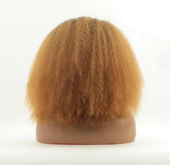 Short Headband Wigs Afro Yaki Curly Ombre Dark Brown for Black Women