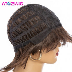 Short Dark Brown Wig with Bangs Natural Hair Daily Wear Wigs for Women
