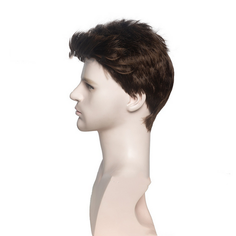 Men's Short Pixie Cut Wigs Brown Synthetic Wigs ]Retro Natural Looking Wigs