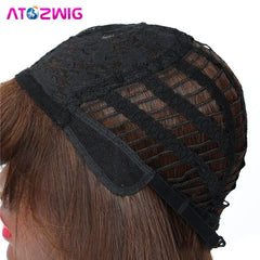 Short Pixie Cut Hair Synthetic Wigs With Bangs Natural Straight Highlight Brown Blonde Wigs For Women Ladies