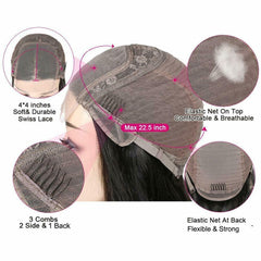 Short 4X4 Lace Front Human Hair Wigs Deep Wave Black Brown Ombre Wig Pre plucked