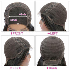 Short 4X4 Lace Front Human Hair Wigs Deep Wave Black Brown Ombre Wig Pre plucked
